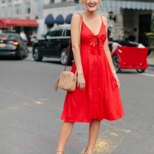 Red Tie Front A-line Dress